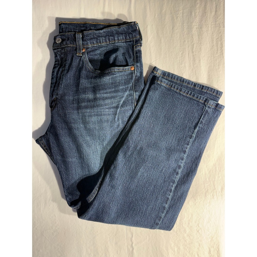 Levis 505 Regular Fit Jeans Mens 34x30 Dark Wash Blue Straight Leg Denim